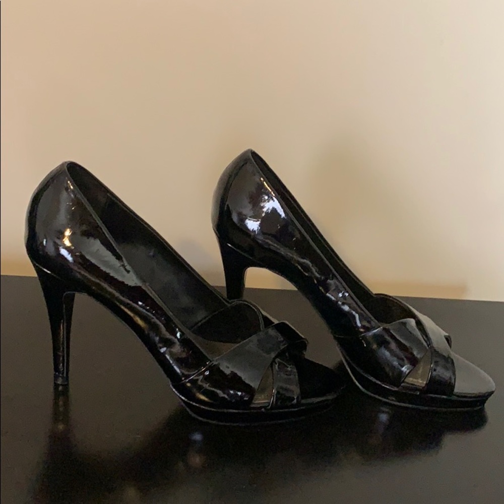 Black peep toe heels